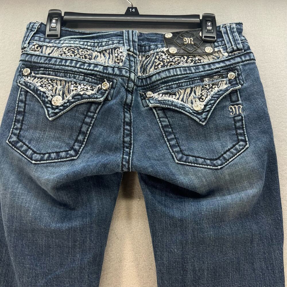 Miss Me Women's Dark Blue Embroidered Ankle Jeans